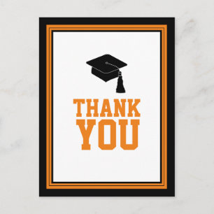 Black and Orange Graduation Party Danke Postkarte