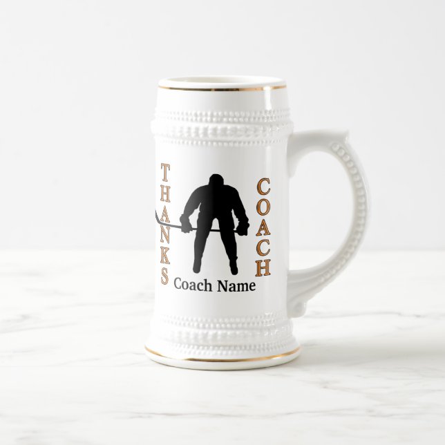 Black and Orange Hockey Coach gibt FOTO und TEXT Bierglas (Rechts)