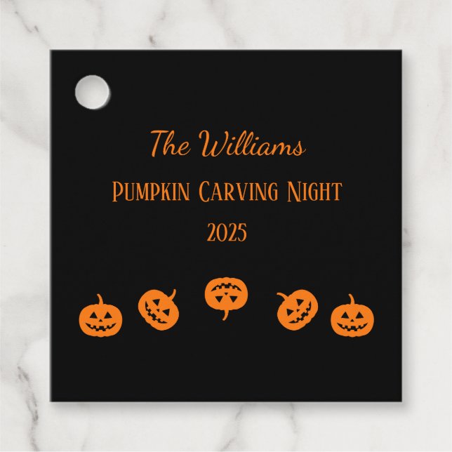 Black and Orange Pumpkin Carving Night Vielen Dank Geschenkanhänger (Vorderseite)