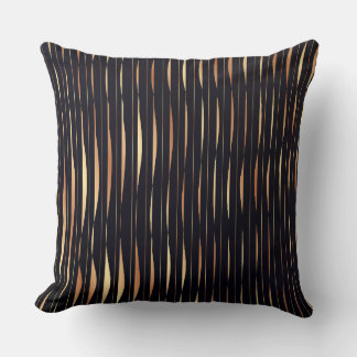 Black and Orange Stripe Abstract Throw Pillow  Kissen