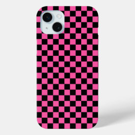 Black and pink checkerboard pattern Case-Mate iPhone hülle