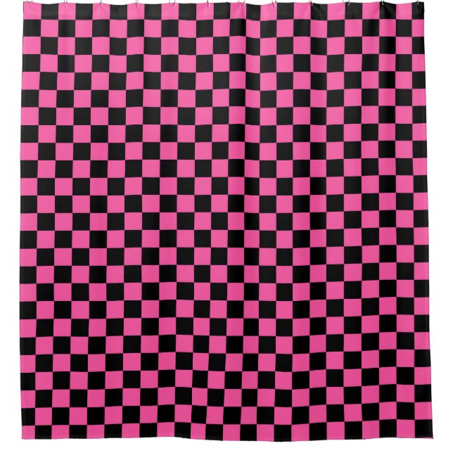 Black and pink checkerboard pattern duschvorhang (Vorderseite)