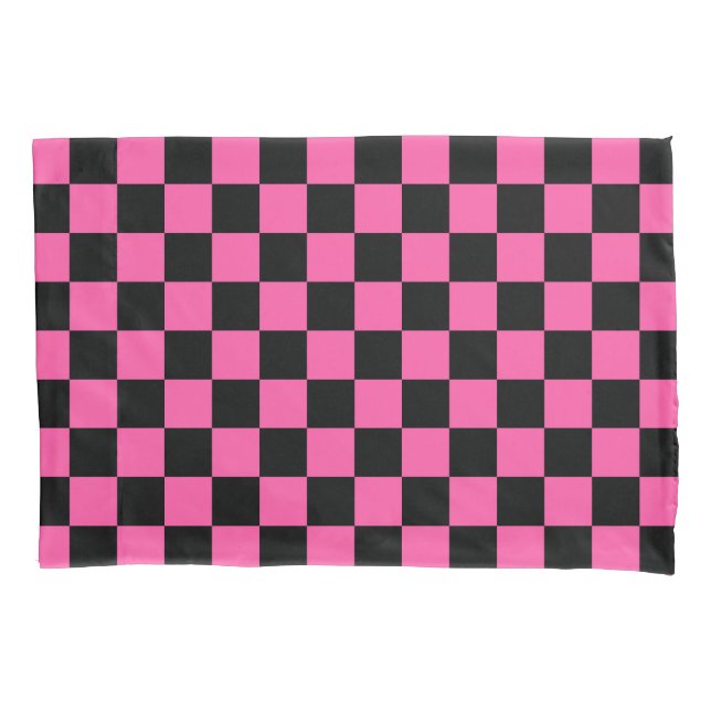 Black and pink checkerboard pattern kissenbezug (Vorderseite-Links)
