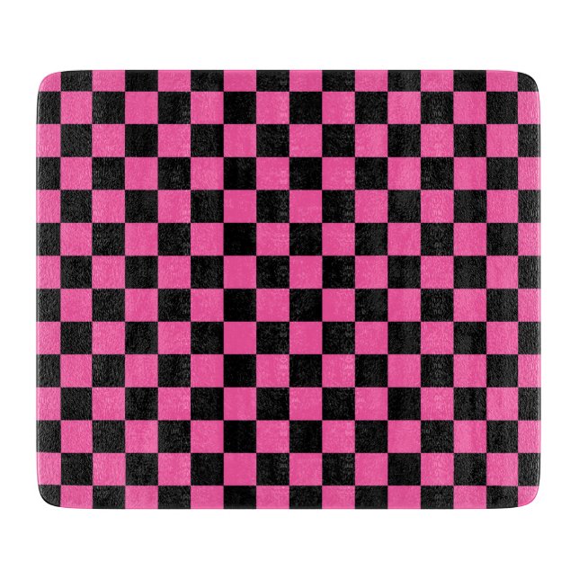 Black and pink checkerboard pattern schneidebrett (Vorderseite)