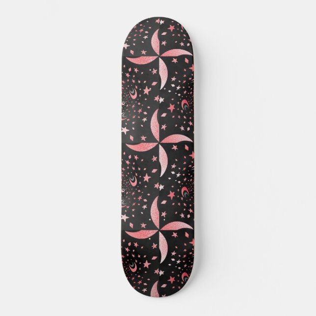 Black and Pink Galaxy Skateboard (Vorderseite)