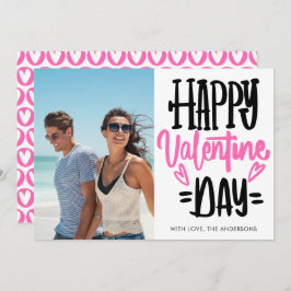 Black and Pink Happy Valentine's Day Script Photo Feiertagskarte