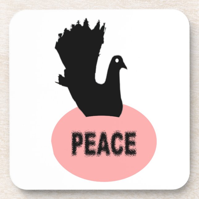 Black and Pink Peace Dove Cork Untersetzer (Vorderseite)