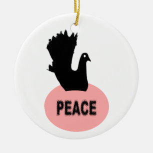 Black and Pink Peace Dove Custom Geburtstag Keramikornament