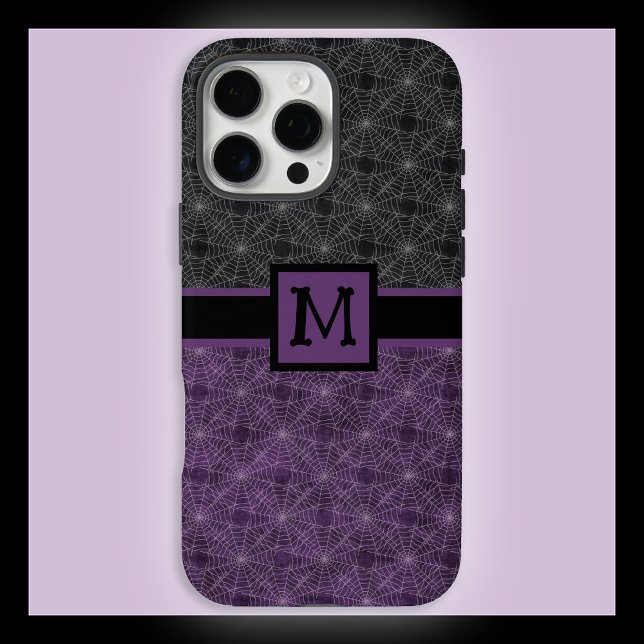 Black and Purple Gothic Spiderweb with Monogram Case-Mate iPhone Hülle (Von Creator hochgeladen)