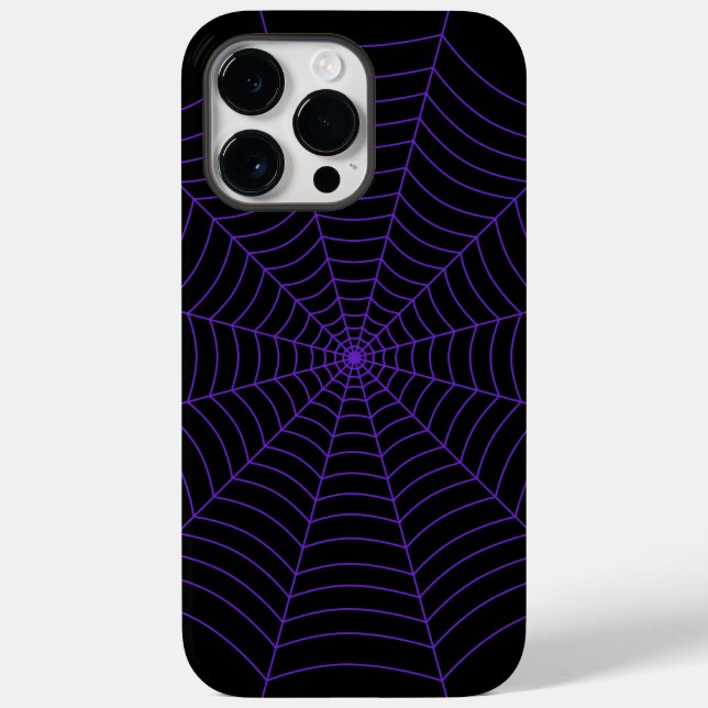 Black and purple spider web Halloween pattern Case-Mate iPhone Hülle (Rückseite)