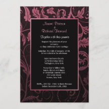 Black and Raspberry Damask Einladung