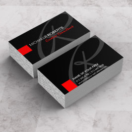 Black and Red Creative Consultant Elegante Monogra Visitenkarte