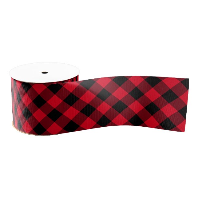 Black and Red Gingham Ripsband (Spule)