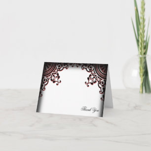 Black and Red Gothic Scroll Wedding Vielen Dank Dankeskarte