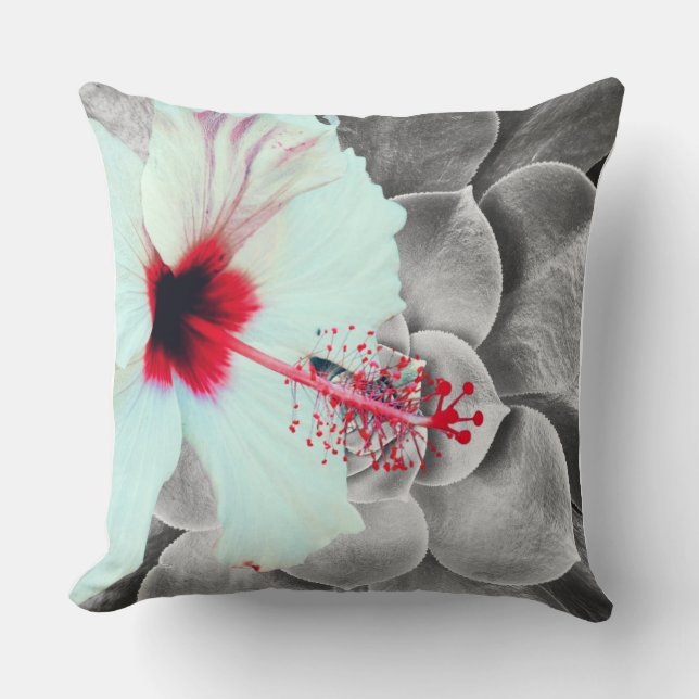 Black and Red Hibiscus Wall Art Print  Kissen (Vorderseite)