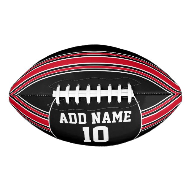 Black and Red Jersey Stripes with Custom Name Football (Vorderseite)