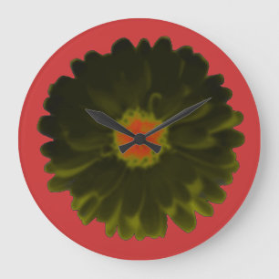 Black and Red Marigold Wall Clock Große Wanduhr