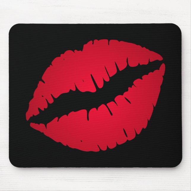 Black and Red Ombre Lipstick Kiss Mousepad (Vorne)