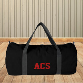 Black and Red School Colors with Letters Duffle Bag
