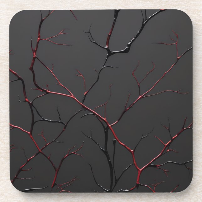 Black and Red Veins Getränkeuntersetzer (Vorderseite)