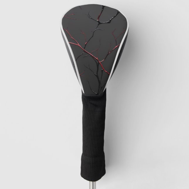 Black and Red Veins Golf Headcover (Vorderseite)