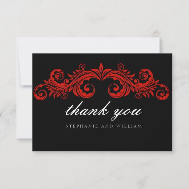Black and Red Wedding Danke Card Einladung (Vorderseite)