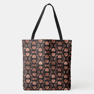 Black and Rose Gold Art Deco Large Shoulder Tote