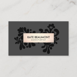 Black and Rose Gold Makeup Artist and Hair Salon Visitenkarte