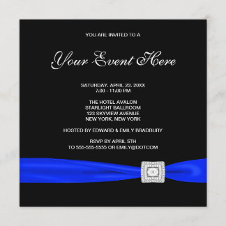 Black and Royal Blue Jeder Anlass Einladung