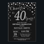 Black and Silver 40. Geburtstag Diamond Einladung<br><div class="desc">30. Geburtstag Einladung mit Schwarz und Silber Glitzer Diamond Hintergrund. Silver Confetti. Erwachsener Geburtstag. Männer oder Frauen zum Geburtstag.
Für weitere Anpassungen klicken Sie bitte auf die Schaltfläche "Anpassen" und verwenden Sie unser Designwerkzeug,  um diese Vorlage zu ändern.</div>