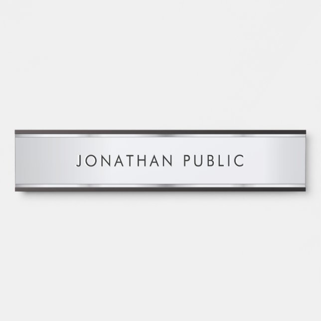 Black And Silver Custom Elegant Modern Template Türschild (Vorderseite )