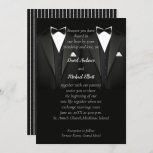 Black and Silver Gay Tuxedo Hochzeit Einladung