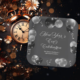 Black and Silver Glitter New Year's Eve Party Pappteller
