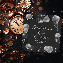 Black and Silver Glitter New Year's Eve Party Pappteller