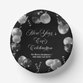Black and Silver Glitter New Year's Eve Party Pappteller