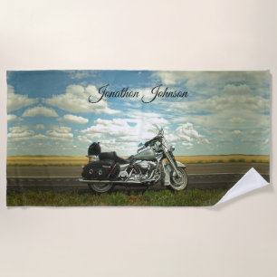 Black and Silver Motorrad und Blue Sky Strandtuch