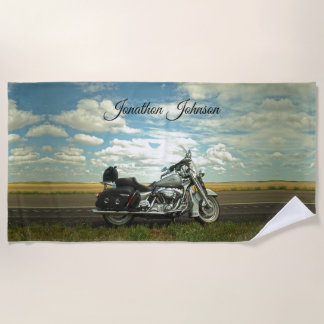 Black and Silver Motorrad und Blue Sky Strandtuch