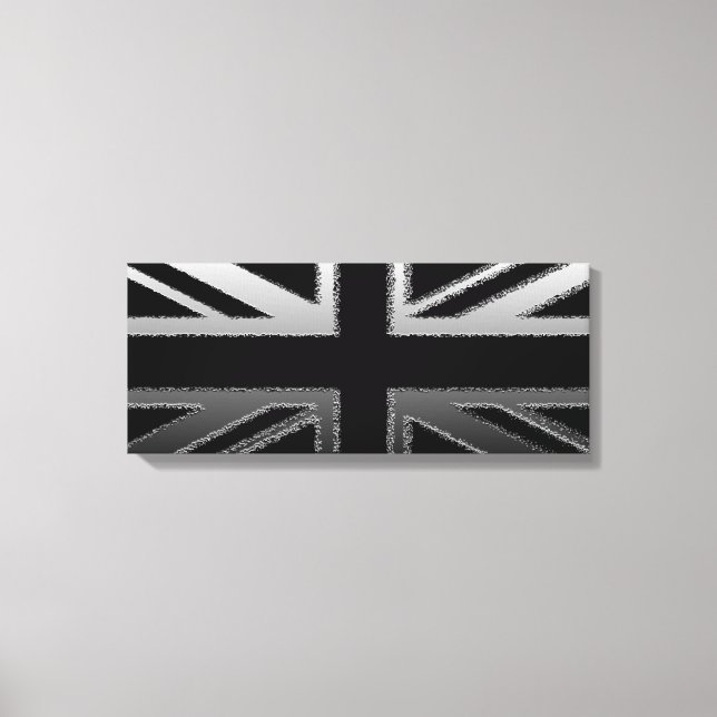 Black and Slilver Grau Union Jack Canvas Print Leinwanddruck (Vorderseite)