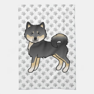 Black and Tan Alaskan Malamute Niedlicher Cartoon Geschirrtuch