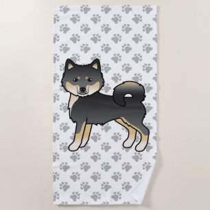 Black and Tan Alaskan Malamute Niedlicher Cartoon Strandtuch