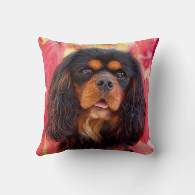 Black and Tan Cavalier King Charles Spaniel Dog Kissen (Rückseite)