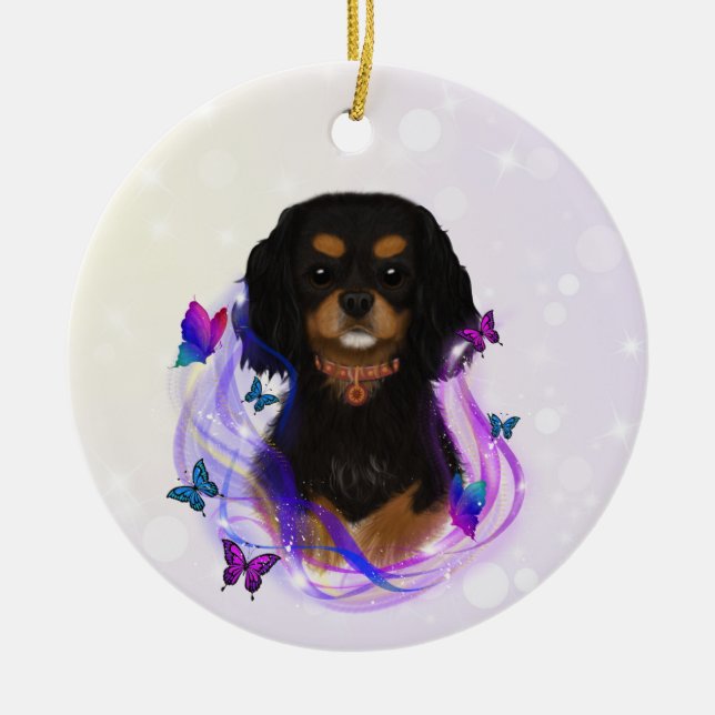 Black and Tan Cavalier King Charles Spaniel Keramik Ornament (Vorne)