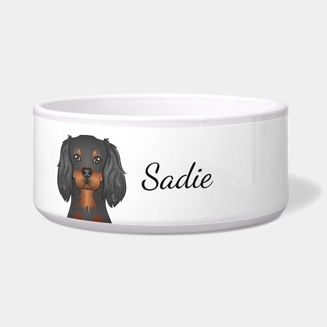 Black and Tan Cavalier King Charles Spaniel & Name Napf (Vorderseite)