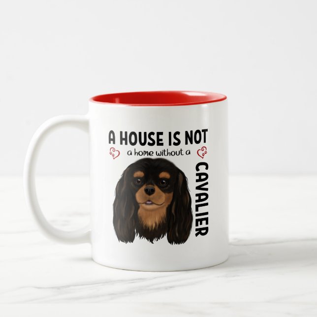 Black and Tan Cavalier King Charles Spaniel  Zweifarbige Tasse (Links)