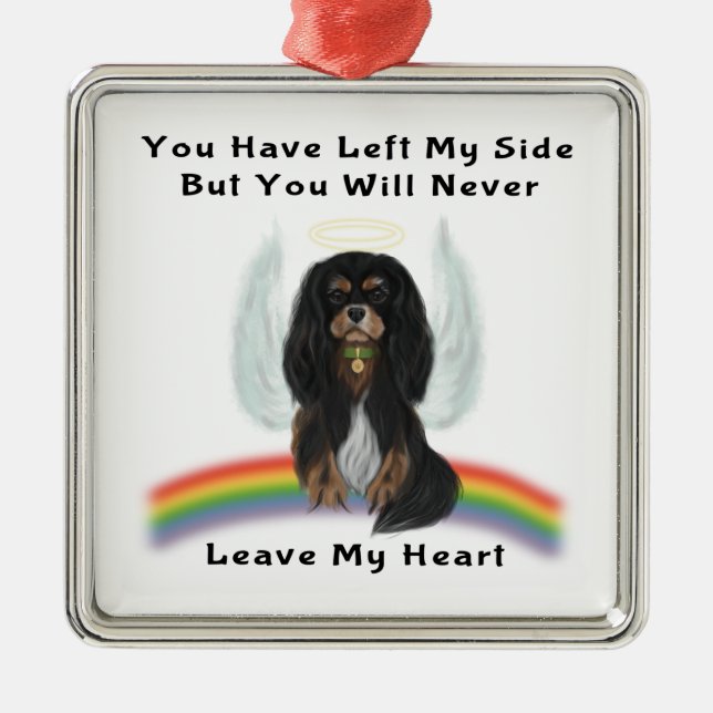 Black and Tan Cavalier Pet Loss Ohrts Ornament Aus Metall (Vorne)