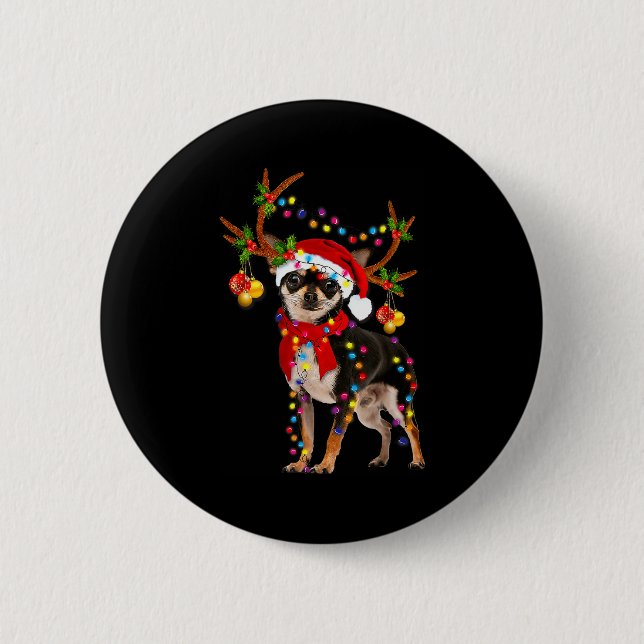 Black And Tan Chihuahua Gorgeous Reindeer Christma Button (Vorderseite)
