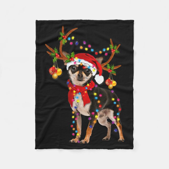 Black And Tan Chihuahua Gorgeous Reindeer Christma Fleecedecke (Vorderseite)