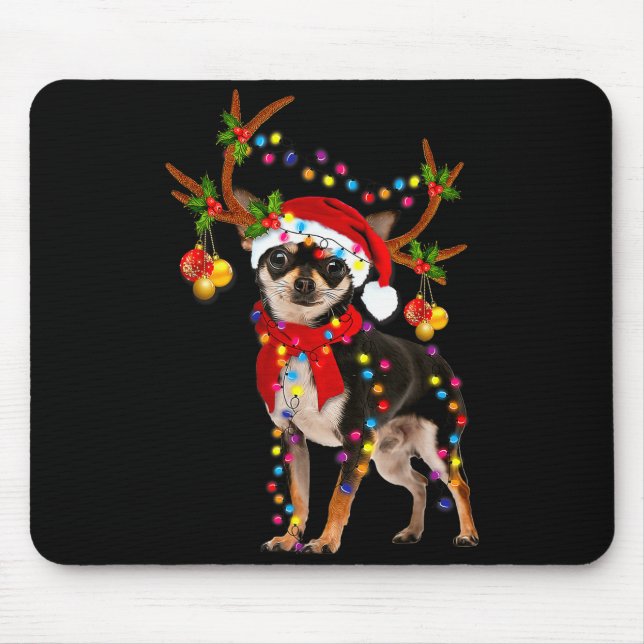 Black And Tan Chihuahua Gorgeous Reindeer Christma Mousepad (Vorne)