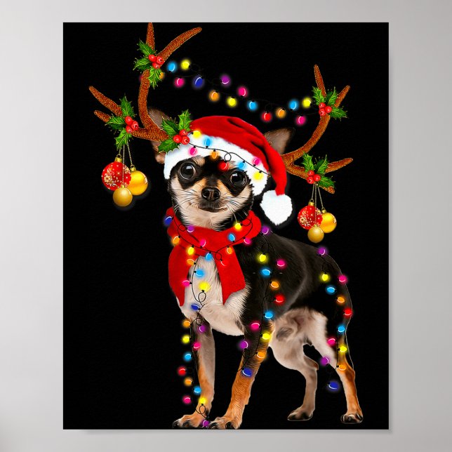 Black And Tan Chihuahua Gorgeous Reindeer Christma Poster (Vorne)