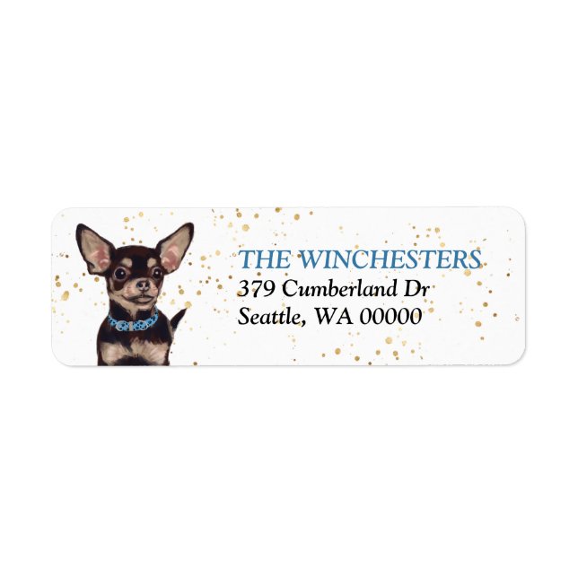 Black and Tan Chihuahua Portrait Address Label (Vorne)